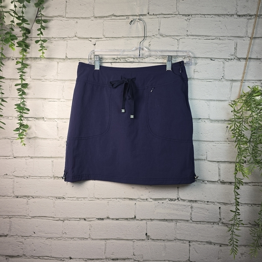 GreenTea Navy Mini SKORT SIZE SMALL SIDE ZIP POCKETS DRAW STRING WAIST